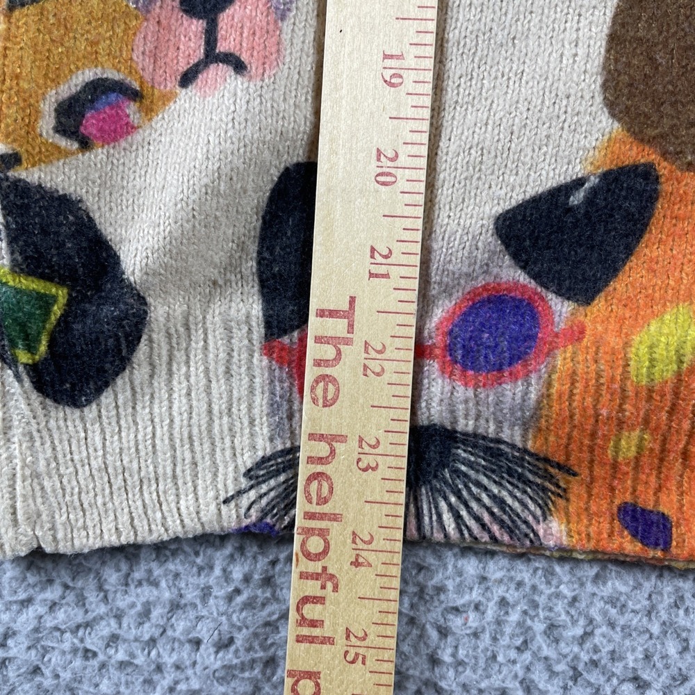 Womens Sweater size M Flroal knitted Dog Print Design Colorful Pullover comfy - Picture 3 of 7